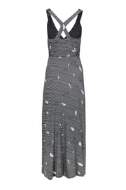 Current Boutique-Diane von Furstenberg - Black & White Print Silk Racerback Wrap Maxi Dress Sz 2