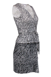 Current Boutique-Diane von Furstenberg - Black & White Printed Silk Wrap Dress Sz 2