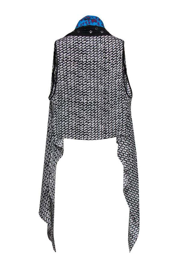 Current Boutique-Diane von Furstenberg - Black & White Printed Vest w/ Floral Print Panels OS