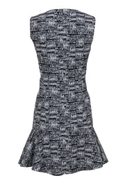 Current Boutique-Diane von Furstenberg - Black & White Textured Printed Flared Hem Dress Sz 6