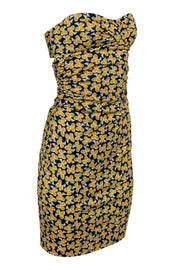 Current Boutique-Diane von Furstenberg - Black & Yellow Leaf Print Sleeveless Dress Sz 4