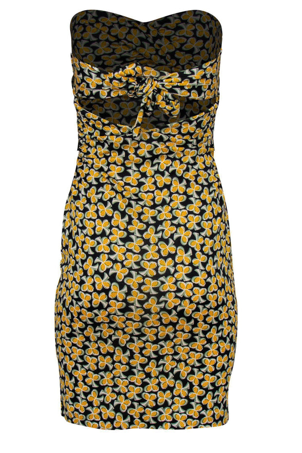 Current Boutique-Diane von Furstenberg - Black & Yellow Leaf Print Sleeveless Dress Sz 4