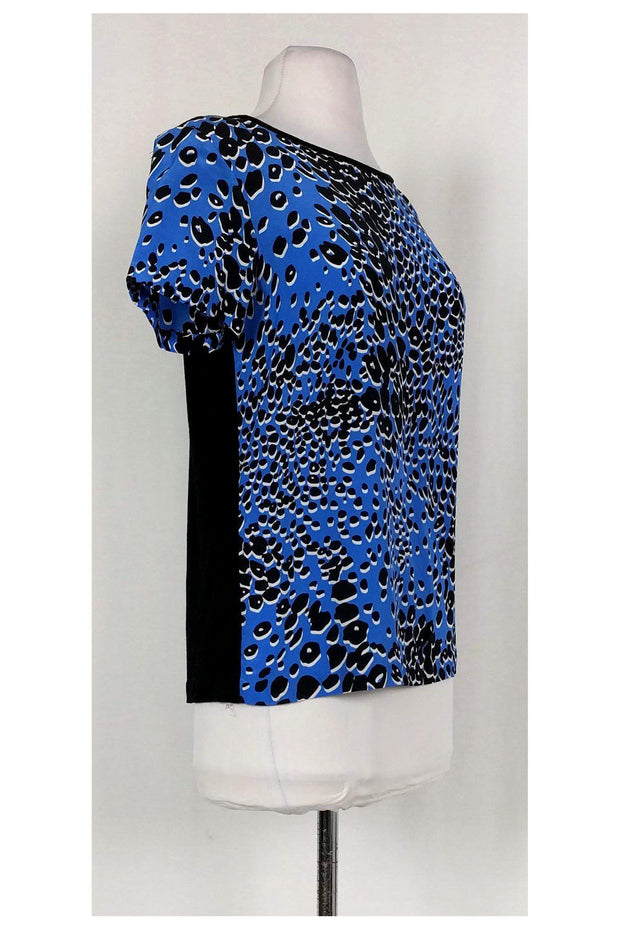 Current Boutique-Diane von Furstenberg - Blue & Black Animal Print Top Sz 6