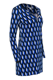 Current Boutique-Diane von Furstenberg - Blue Geometric Printed Shift Dress Sz 4