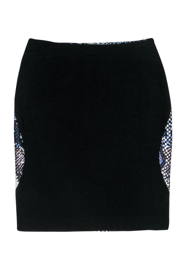 Current Boutique-Diane von Furstenberg - Blue & Green Snakeskin Print Pencil Skirt w/ Black Back Sz 6