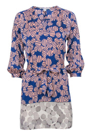 Current Boutique-Diane von Furstenberg - Blue & Pink Patterned Silk Blend Dress Sz 0