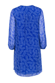 Current Boutique-Diane von Furstenberg - Blue & White Leaf Printed Shift Dress Sz 2