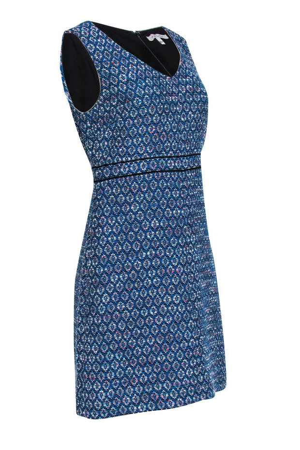 Current Boutique-Diane von Furstenberg - Blue & White Tweed Midi Shift Dress Sz 6