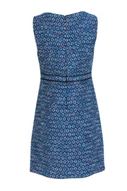 Current Boutique-Diane von Furstenberg - Blue & White Tweed Midi Shift Dress Sz 6