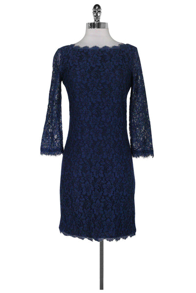 Current Boutique-Diane von Furstenberg - Blue Zarita Lace Dress Sz 6