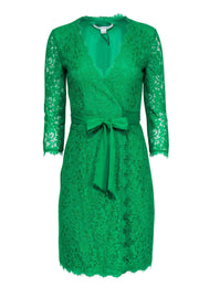 Current Boutique-Diane von Furstenberg - Bright Green Lace Wrap Dress Sz 2