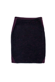 Current Boutique-Diane von Furstenberg - Burgundy Skirt w/ Black Lace Front Sz 0