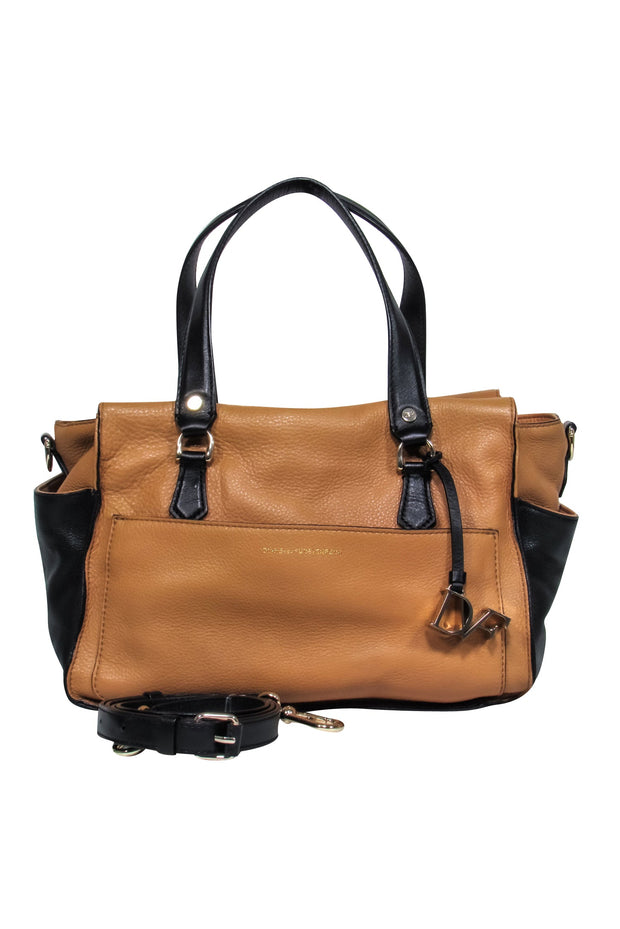 Current Boutique-Diane von Furstenberg - Camel & Black Leather Satchel Bag