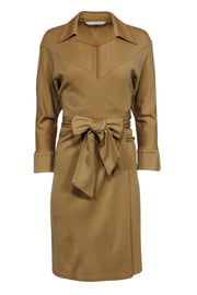 Current Boutique-Diane von Furstenberg - Camel Long Sleeve Wrap Dress Sz 6