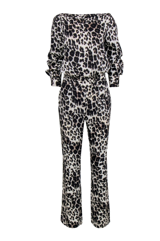 Current Boutique-Diane von Furstenberg - Cheetah Print Long Sleeve Jumpsuit Sz 10