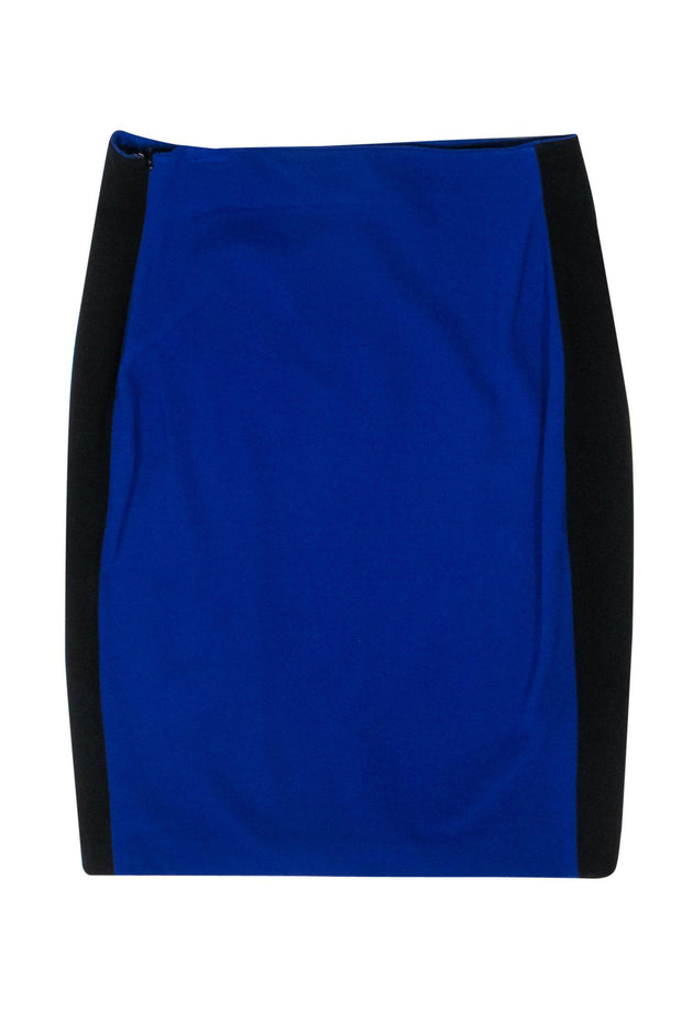 Current Boutique-Diane von Furstenberg - Cobalt Blue & Black Paneled Pencil Skirt Sz 12