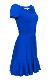 Current Boutique-Diane von Furstenberg - Cobalt Blue Short Sleeve Knit Dress w/ Flounce Sz S/M