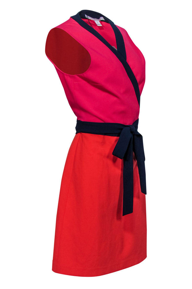 Current Boutique-Diane von Furstenberg - Colorblock Sleeveless Wrap Dress Sz 14