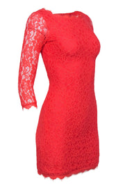 Current Boutique-Diane von Furstenberg - Coral Floral Lace "Zarita" Bodycon Dress Sz 0