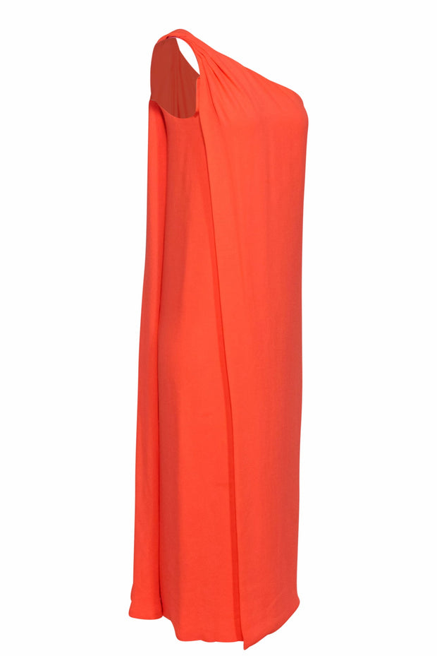 Current Boutique-Diane von Furstenberg - Coral One-Shoulder Grecian Column Maxi Dress Sz 4