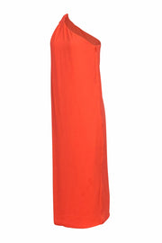 Current Boutique-Diane von Furstenberg - Coral One-Shoulder Grecian Column Maxi Dress Sz 4