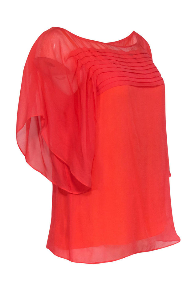 Current Boutique-Diane von Furstenberg - Coral Silk Draped Blouse Sz 8