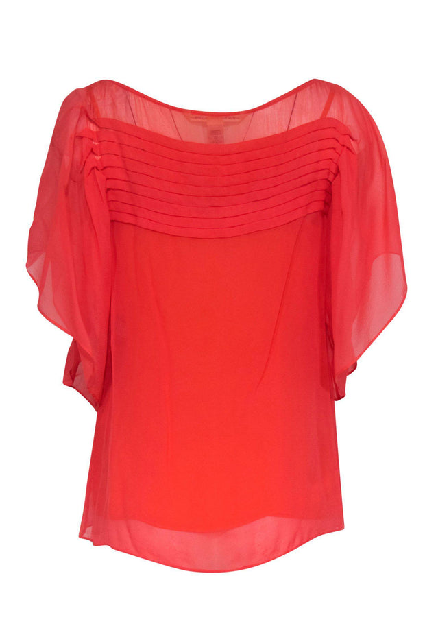 Current Boutique-Diane von Furstenberg - Coral Silk Draped Blouse Sz 8