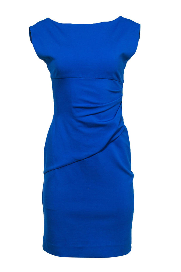 Current Boutique-Diane von Furstenberg - Cornflower Blue Sheath Dress w/ Gathered Waist Sz 8