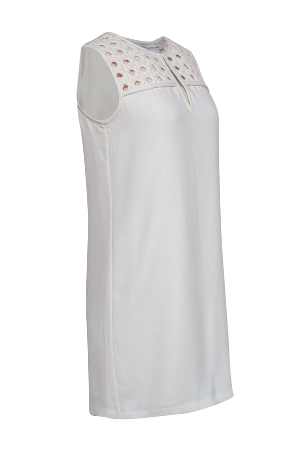 Current Boutique-Diane von Furstenberg - Cream Midi Dress w/ Open Weave Detail Sz 6