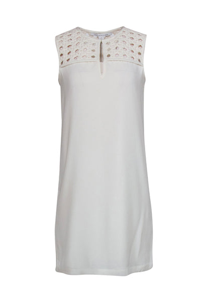 Current Boutique-Diane von Furstenberg - Cream Midi Dress w/ Open Weave Detail Sz 6
