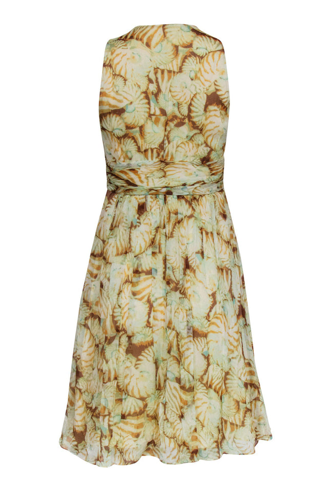 Current Boutique-Diane von Furstenberg - Cream Seashell Print Silk Dress Sz 6
