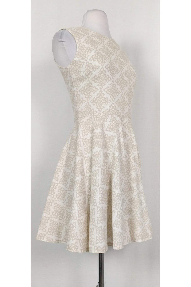 Current Boutique-Diane von Furstenberg - Cream & White Skater Dress Sz 2