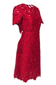 Current Boutique-Diane von Furstenberg - Crimson Red Lace Sheath Dress Sz 2