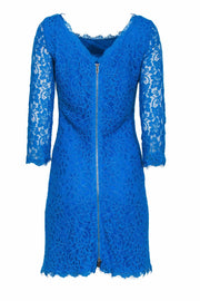 Current Boutique-Diane von Furstenberg - Cyan Blue Floral Lace Cocktail "Zarita" Dress Sz 10