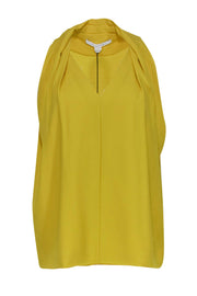 Current Boutique-Diane von Furstenberg - Dandelion Yellow Draped Sleeveless "Reagan" Blouse Sz L