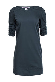 Current Boutique-Diane von Furstenberg - Dark Grey Dress w/ Ruched Short Sleeves Sz 4