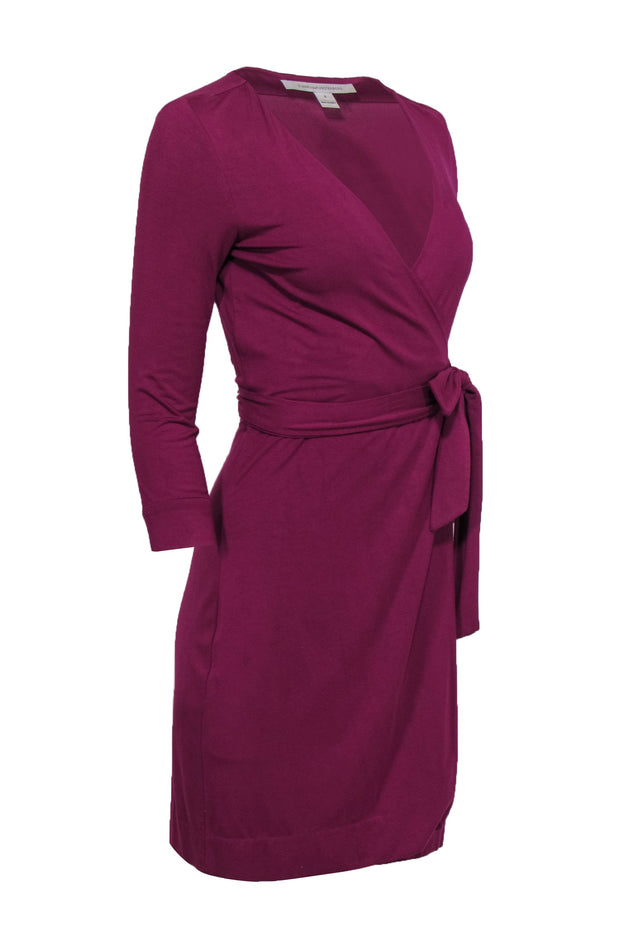 Current Boutique-Diane von Furstenberg - Fuchsia Classic Quarter Sleeve Wrap Dress Sz 0