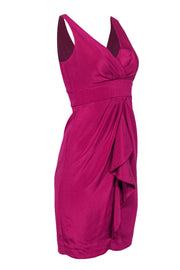 Current Boutique-Diane von Furstenberg - Fuchsia Draped Silk Sheath Dress Sz 4