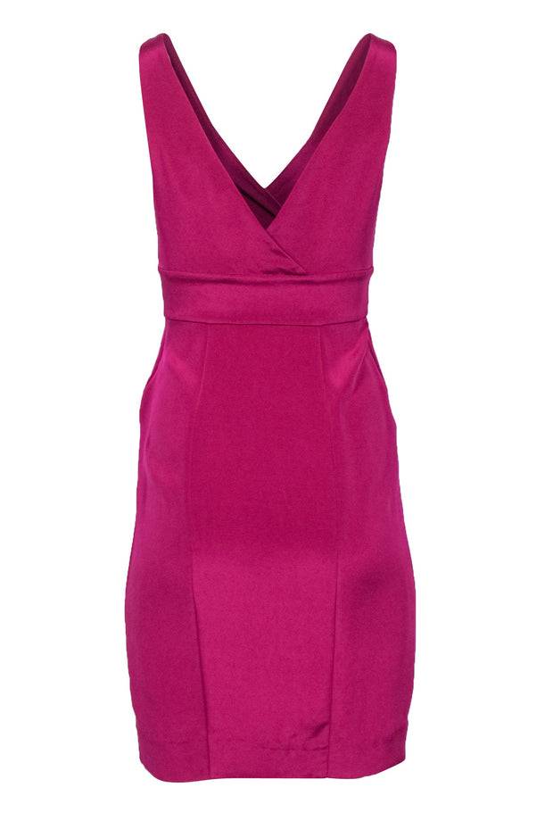 Current Boutique-Diane von Furstenberg - Fuchsia Draped Silk Sheath Dress Sz 4