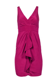 Current Boutique-Diane von Furstenberg - Fuchsia Draped Silk Sheath Dress Sz 4