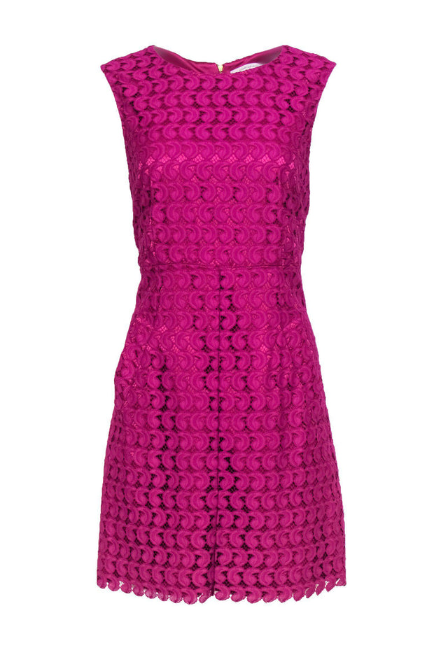 Current Boutique-Diane von Furstenberg - Fuchsia Lace Sheath Dress w/ Pockets Sz 8