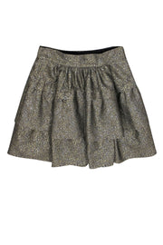 Current Boutique-Diane von Furstenberg - Gold & Silver Sparkly Tiered Miniskirt Sz 8