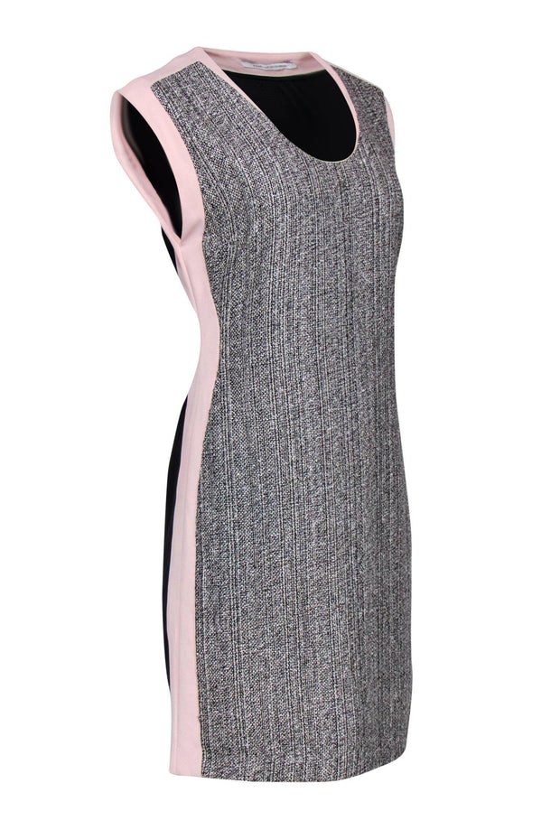 Current Boutique-Diane von Furstenberg - Gray Tweed & Baby Pink Sheath Dress Sz 6