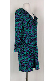 Current Boutique-Diane von Furstenberg - Green & Purple Animal Print Dress Sz 4