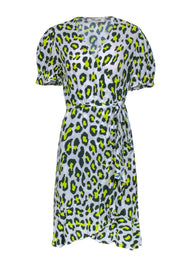 Current Boutique-Diane von Furstenberg - Green & Yellow Leopard Print Wrap Dress Sz M