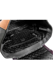 Current Boutique-Diane von Furstenberg - Grey, Black, Beige & Deep Purple Colorblocked Leather Convertible Satchel