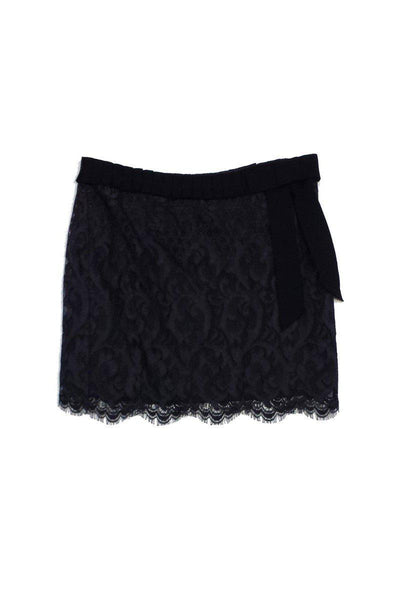 Current Boutique-Diane von Furstenberg - Grey Lace & Ribbon Skirt Sz 6