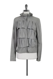 Current Boutique-Diane von Furstenberg - Grey Leather Jacket Sz 10