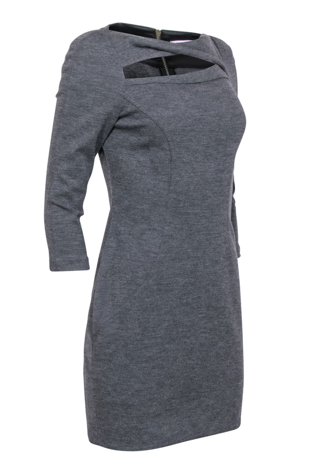 Current Boutique-Diane von Furstenberg - Grey Sheath Dress w/ Peek-a-Boo Front Detail Sz 6