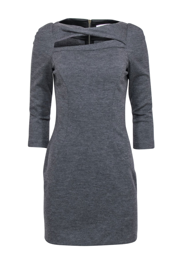 Current Boutique-Diane von Furstenberg - Grey Sheath Dress w/ Peek-a-Boo Front Detail Sz 6